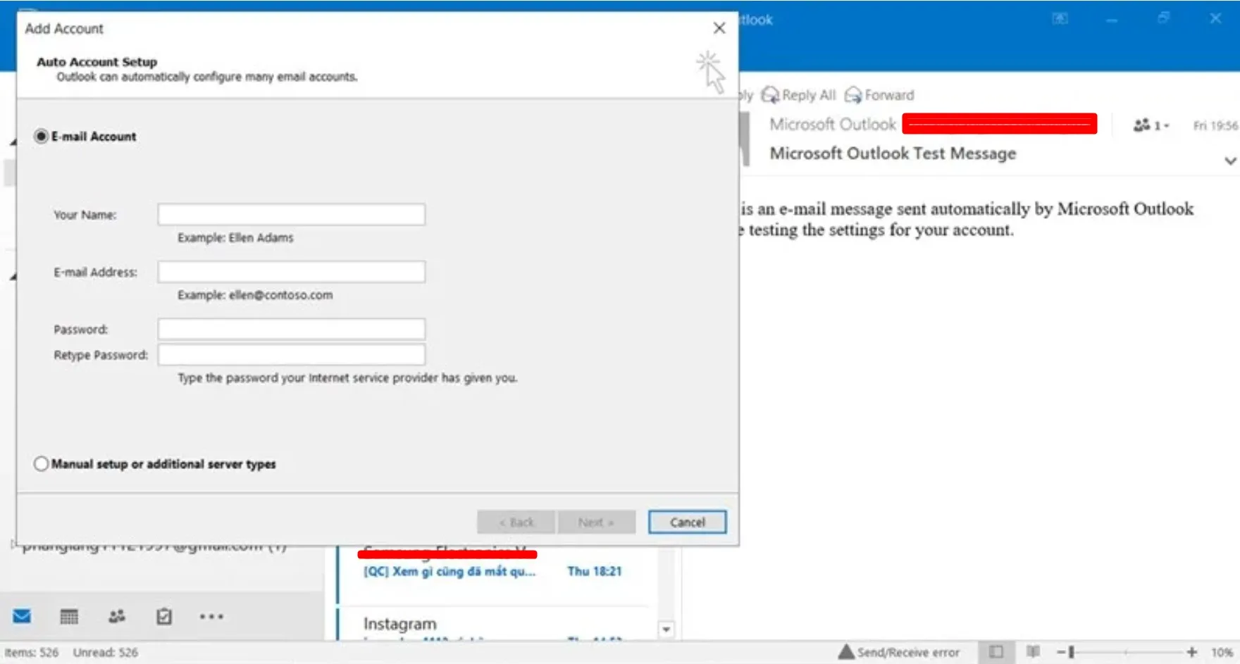 Cách cài đặt email trên Outlook 2016 đơn giản, nhanh chóng Auto Account Setup Complete