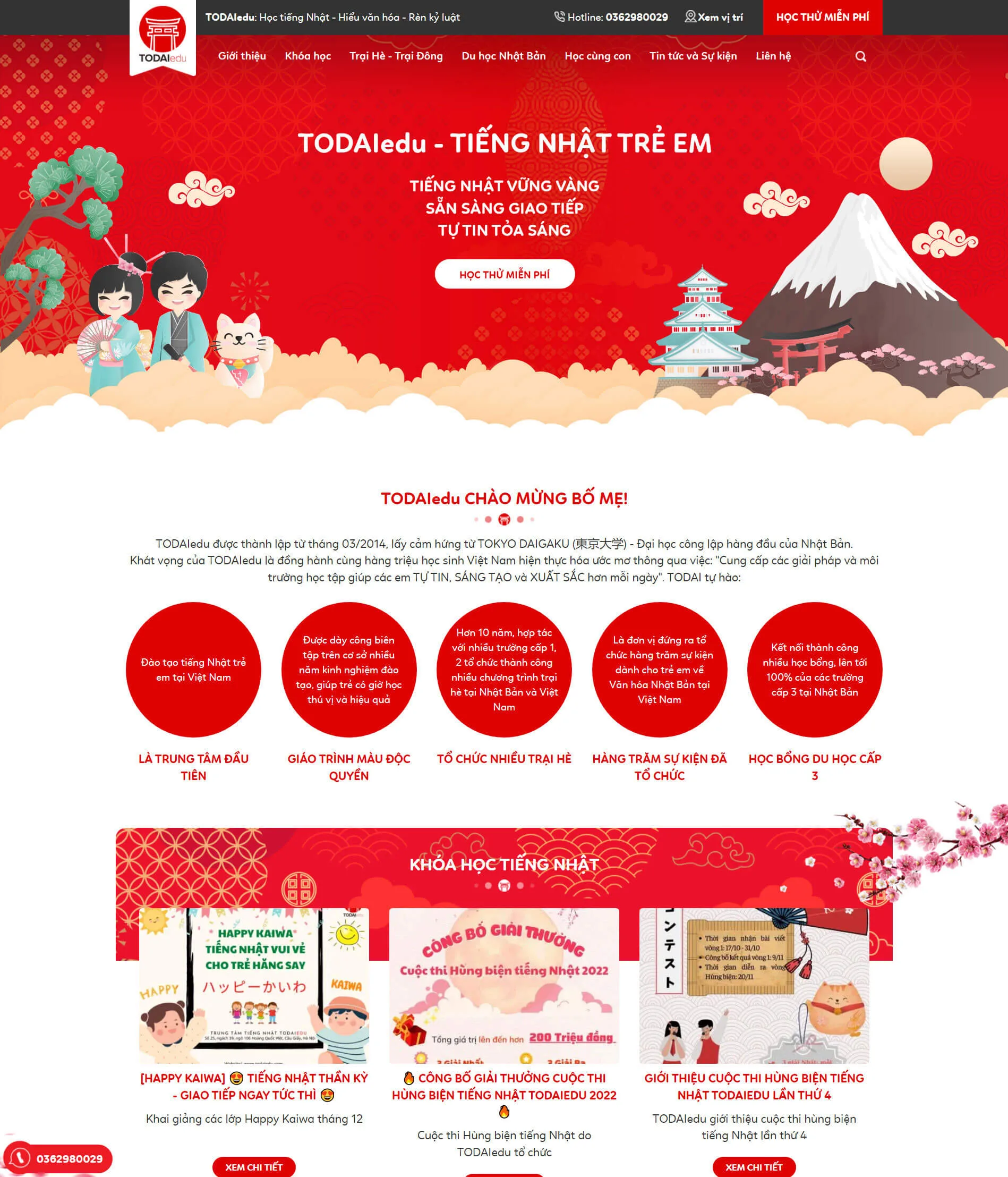 Thiết kế website trung tâm ngoại ngữ - Todaiedu