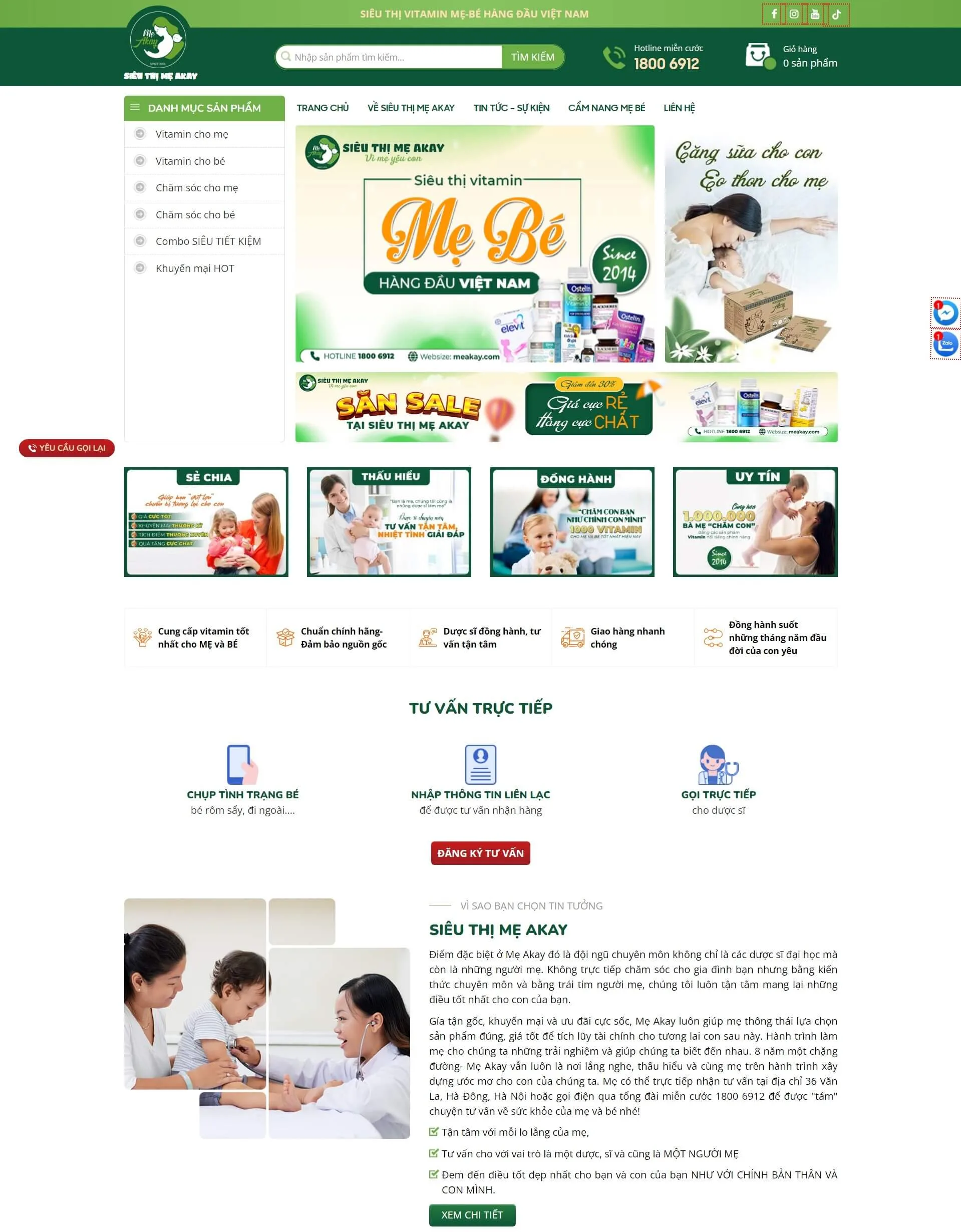 Dự án thiết kế website Siêu thị lợi sữa của Alla
