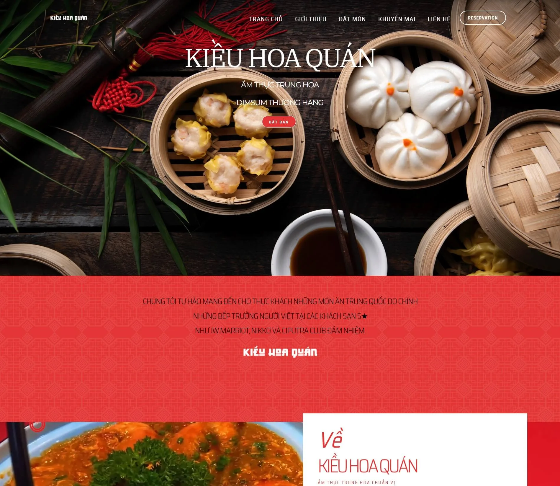 Mẫu thiết kế web nhà hàng Trung Quốc Kiều Hoa Quán