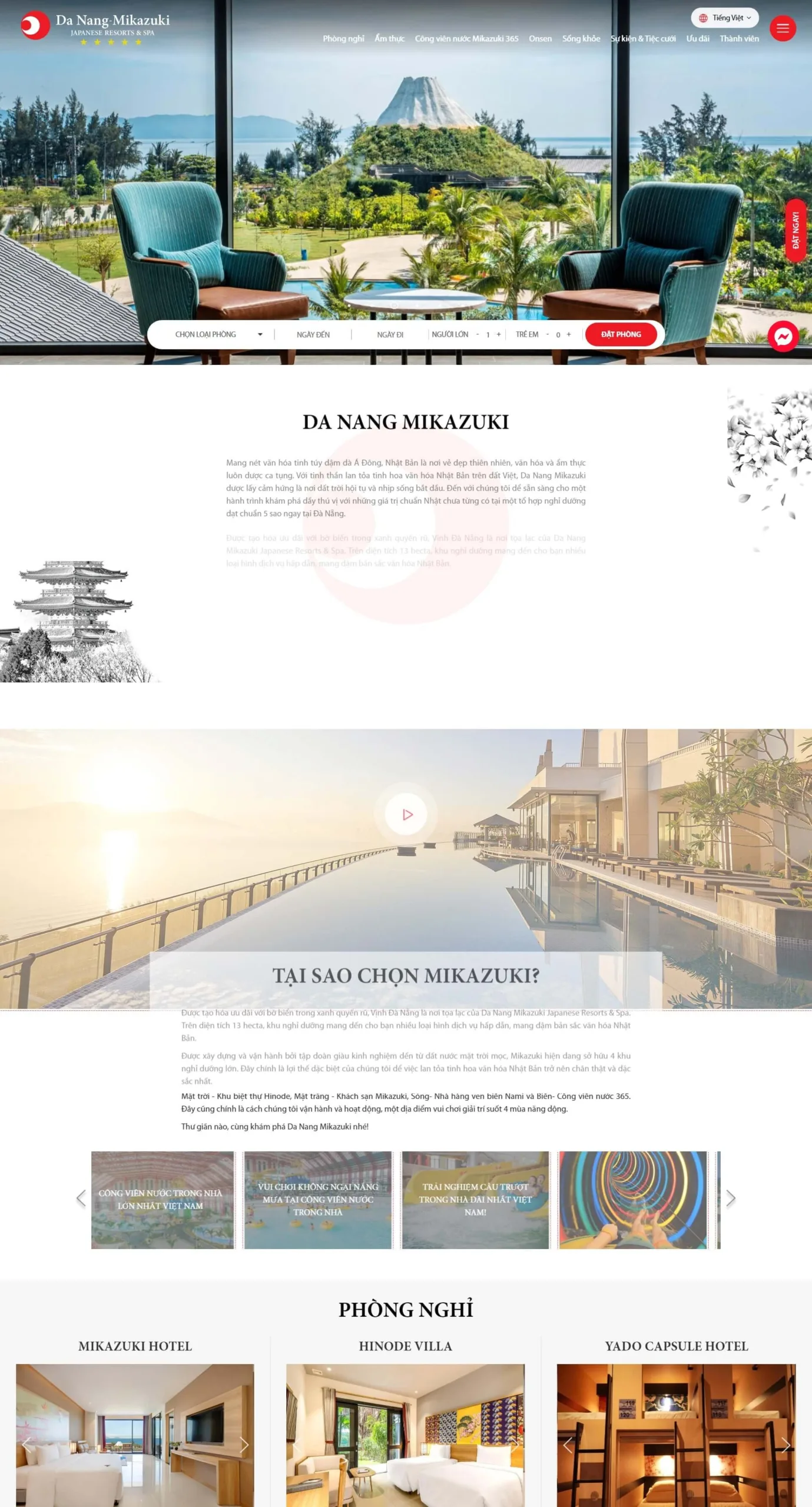 Mẫu thiết kế website khách sạn Mikazuki
