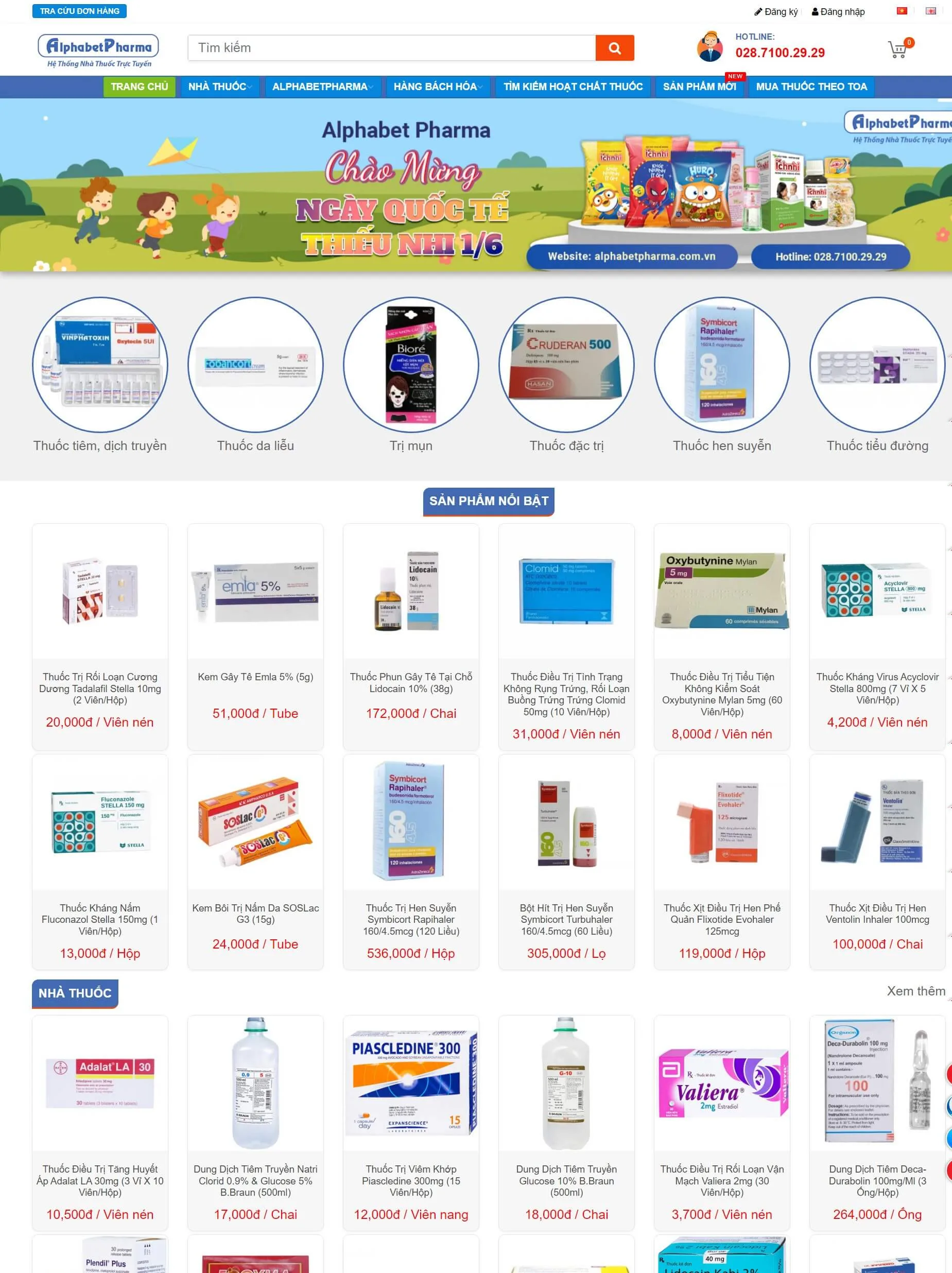 Mẫu thiết kế website bán hàng Alphabet Pharma