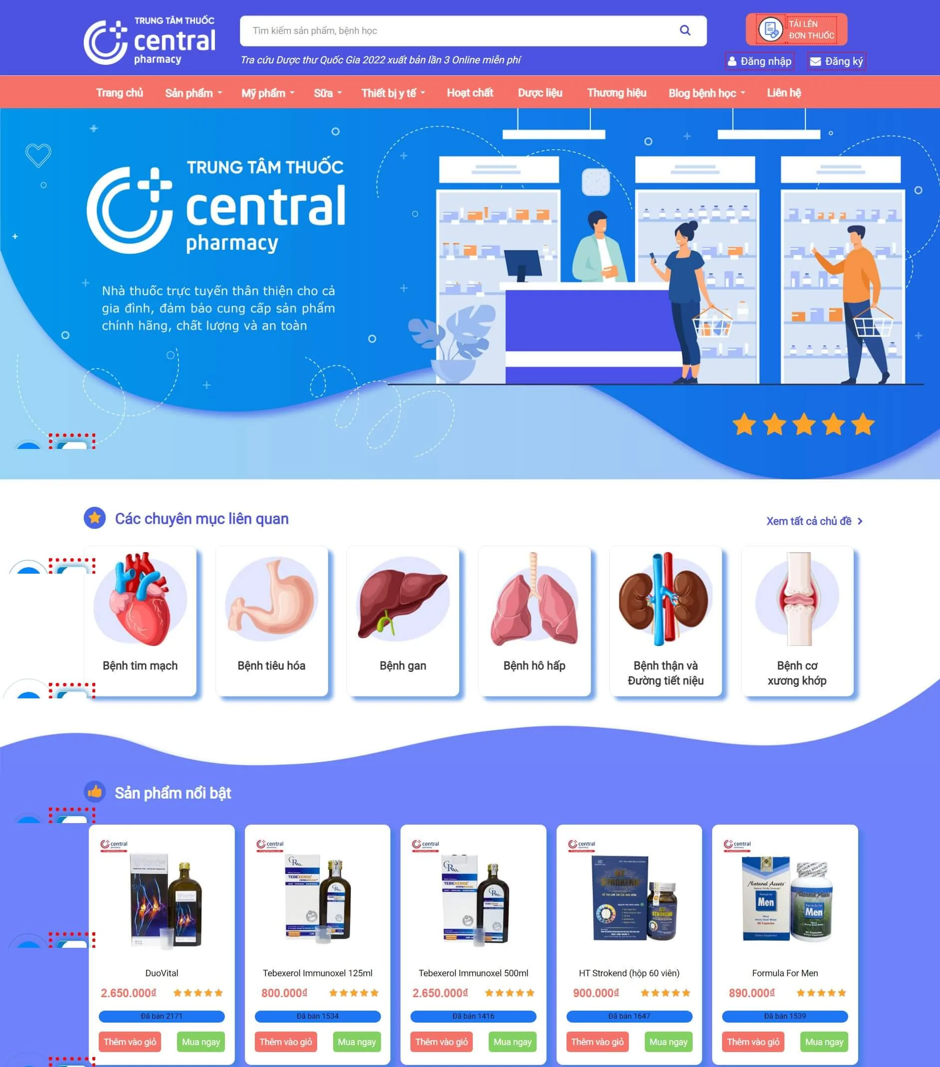 Website trung tâm thuốc Central Pharmacy