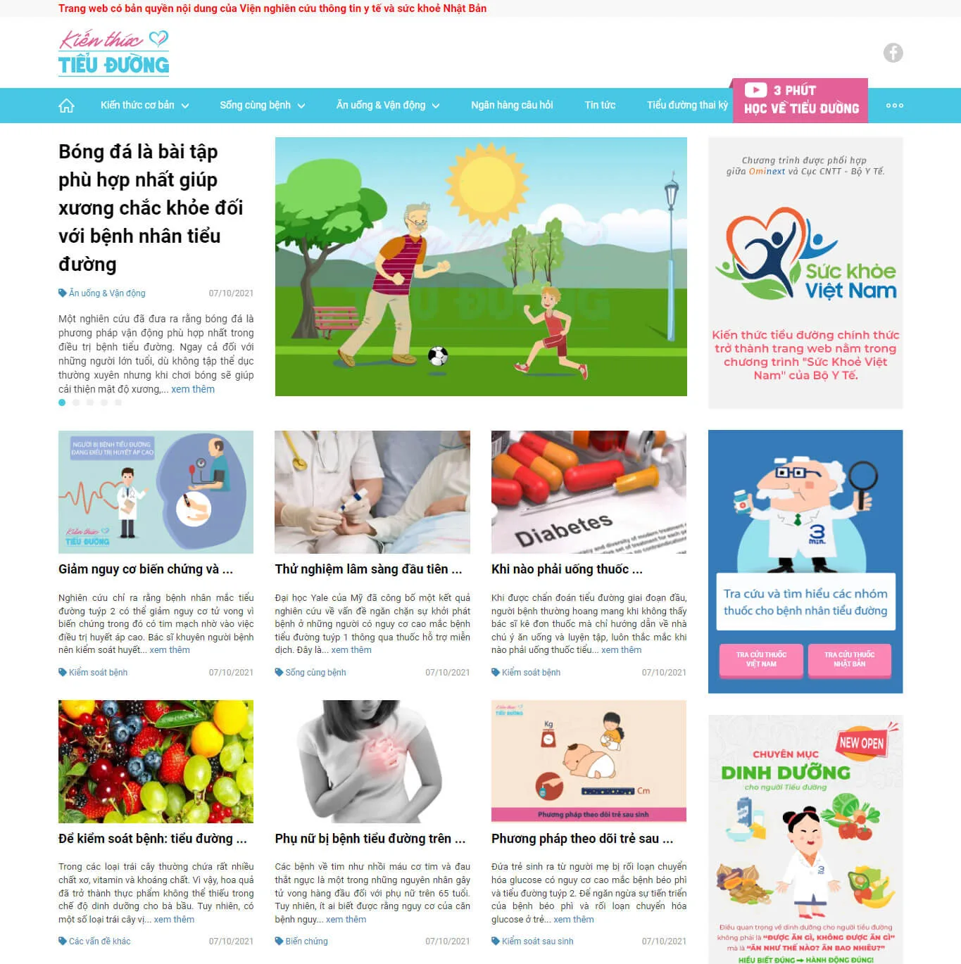 Mẫu website bệnh tiểu đường - kienthuctieuduong.vn