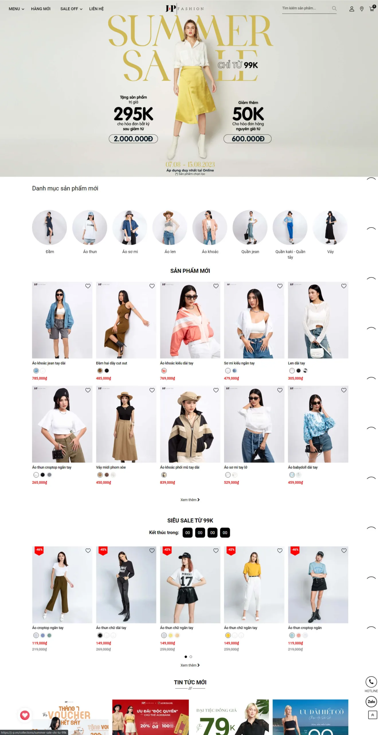 Mẫu thiết kế website J-P Fashion