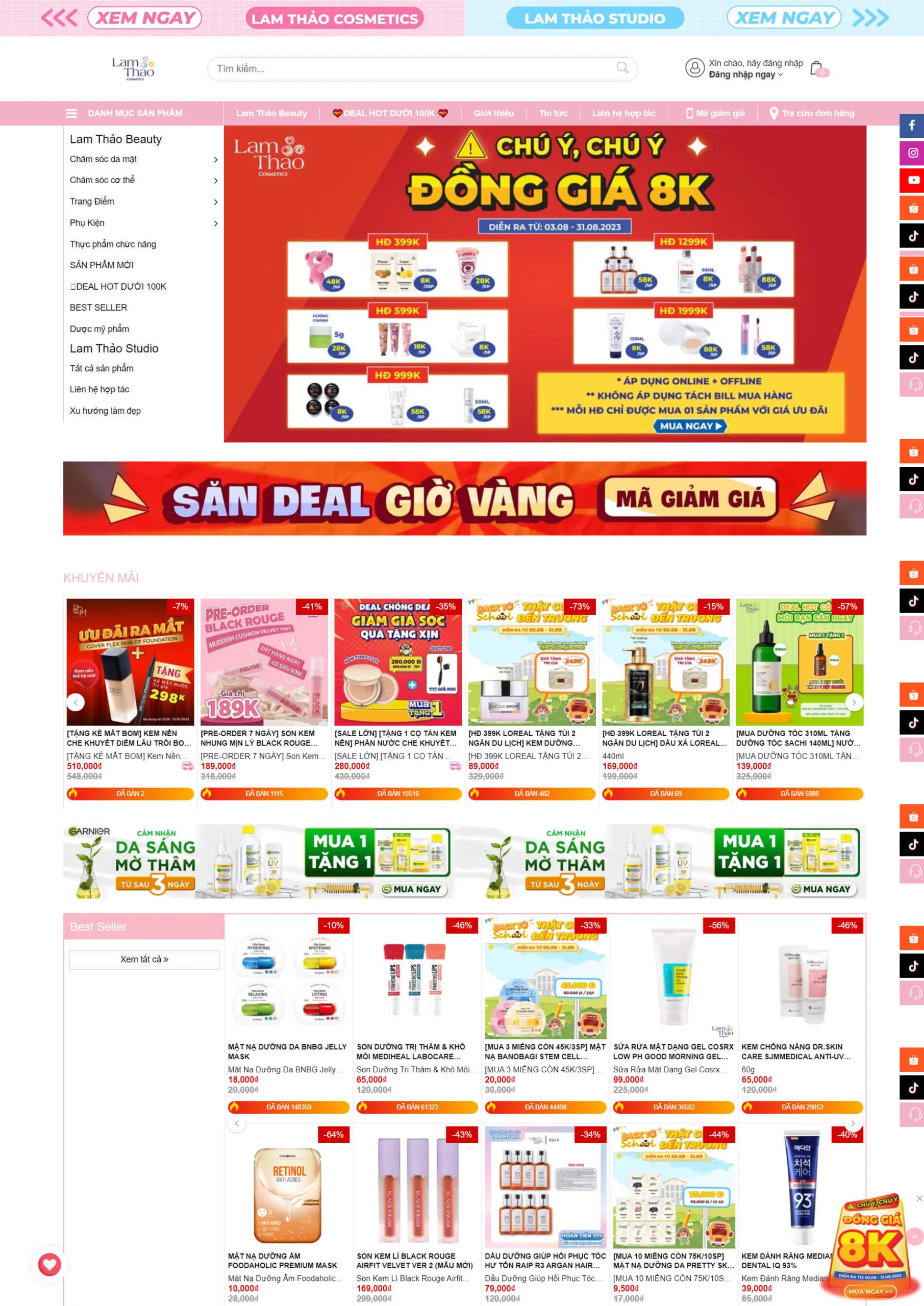 Mẫu web mỹ phẩm lamthaocosmetics.vn