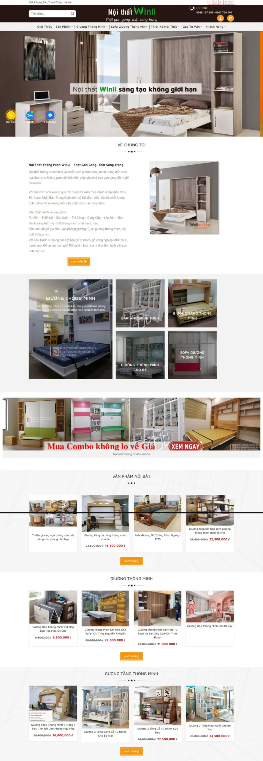 Mẫu website bán đồ nội thất thông minh