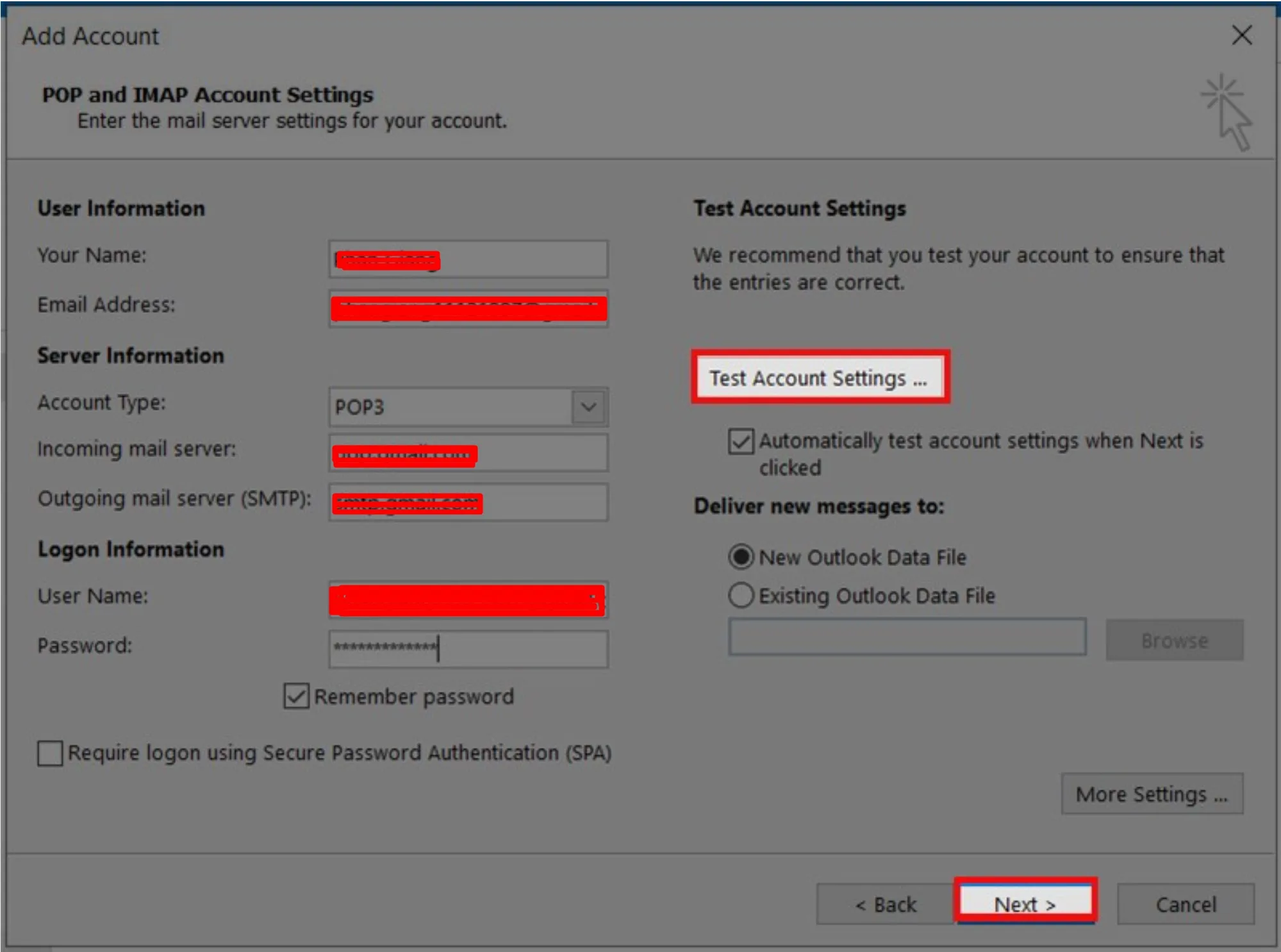 Cách cài đặt email trên Outlook 2016 đơn giản, nhanh chóng Test Account